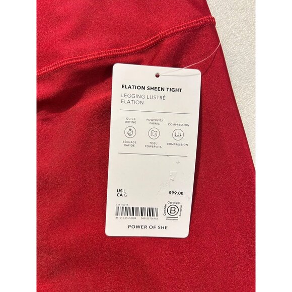 Athleta Elation Sheen Tight Leggings Lustre Red Large NWT $99 - Picture 4 of 4